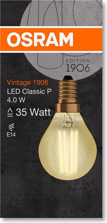 Produktbild Osram Vintage 1906 Led Classic P (E14, 4.50 W, 420 lm, 1 x, F)