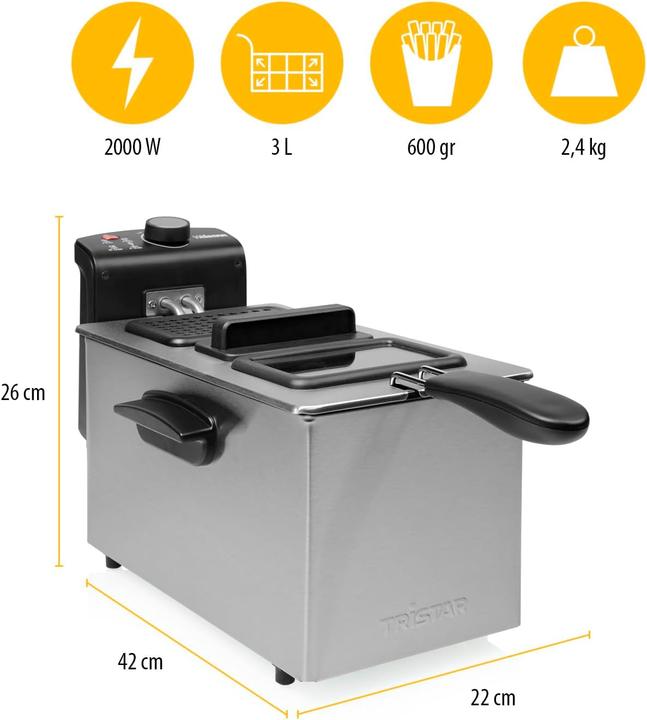 Image du produit Tristar FR-6947 Deep Fryer PRO, Noir/acier inoxydable (Prise UE)