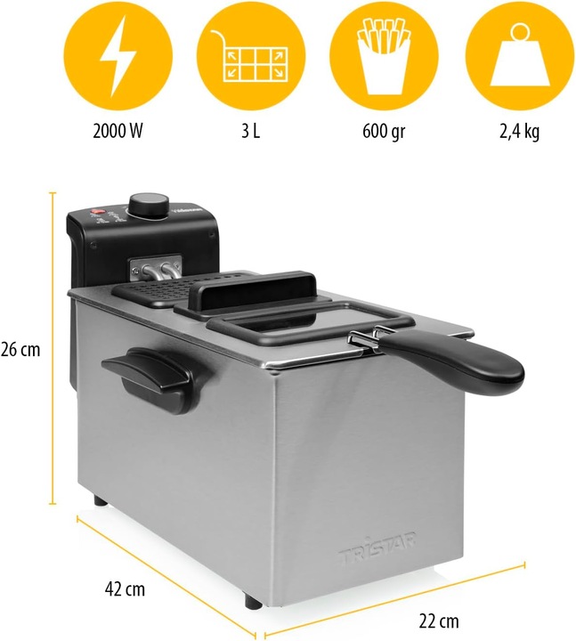 Immagine prodotto Tristar FR-6947 Friggitrice PRO, nero/acciaio inox (Spina UE)