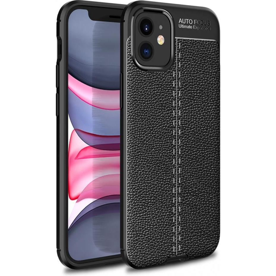 Screenguard Apple iPhone 12 mini Hülle Leather Design TPU Cover (Apple iPhone 12 mini), Smartphone Hülle, Schwarz