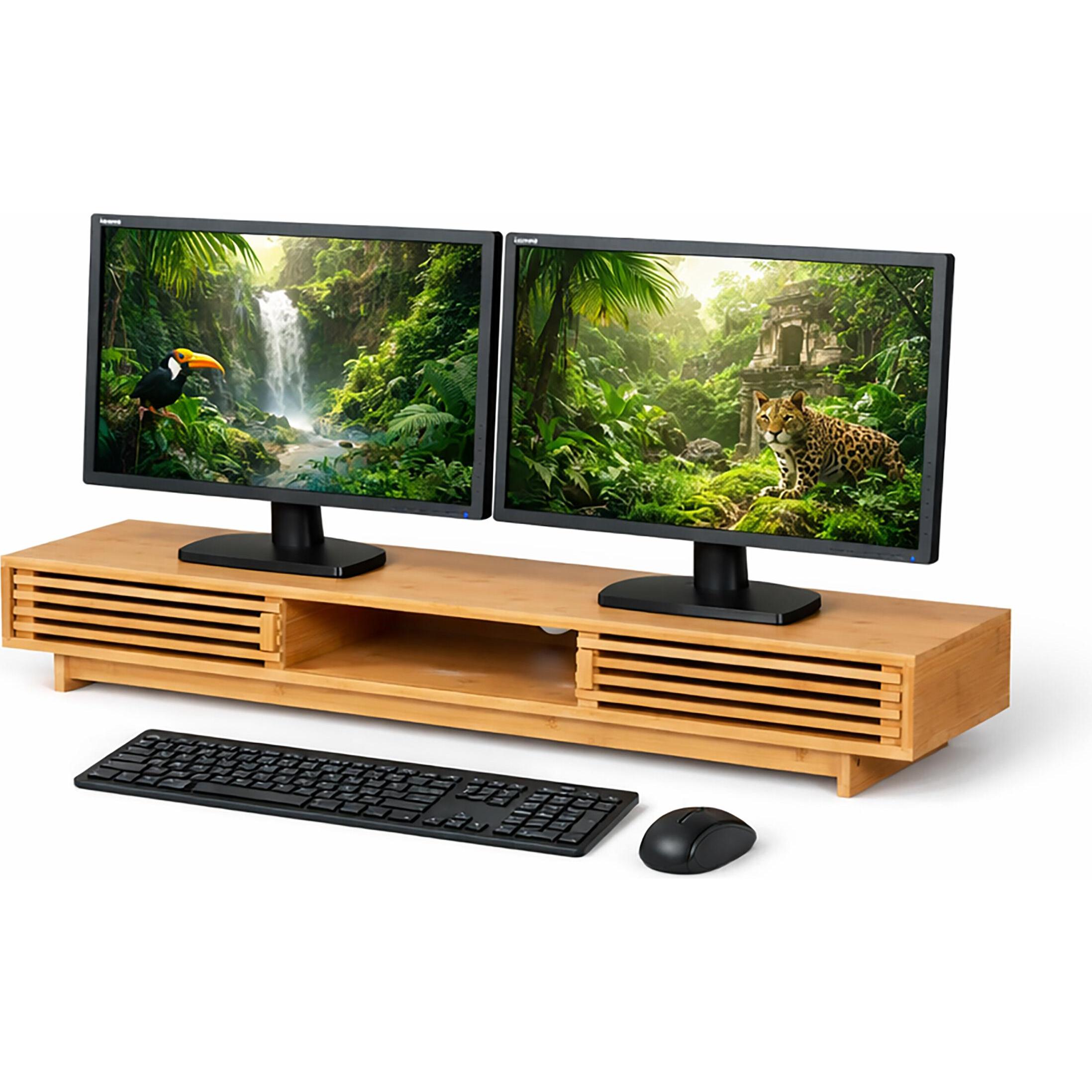 Relaxdays Supporto monitor, Rialzo per monitor, Marrone