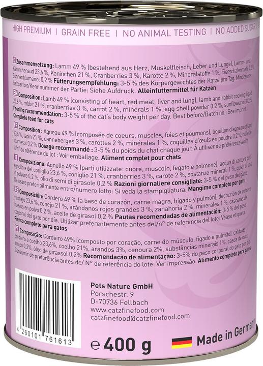 Immagine prodotto Catz Finefood No.11 Agnello e coniglio (Adulto, 1 pz., 400 g)