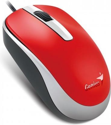 Actual product image Genius KYE 310105109 optical mouse with cable DX-120, Red (Cable)