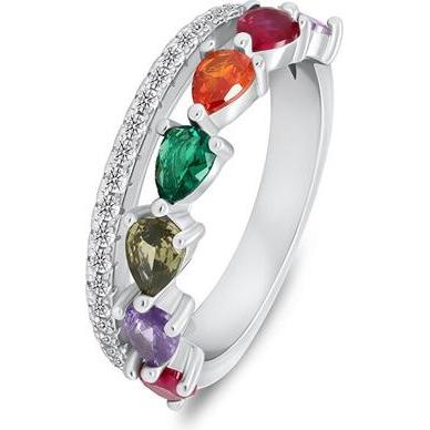 Brilio, Ring, Silver - Silver ring with colored zircons RI127W - Circuit: 54 mm, (54)