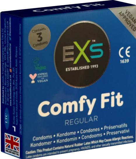 Produktbild EXS Kleinpackung «Comfy Fit» Regular, 3 bequeme Kondome mit 65mm-Kopfteil (3 Stk.)