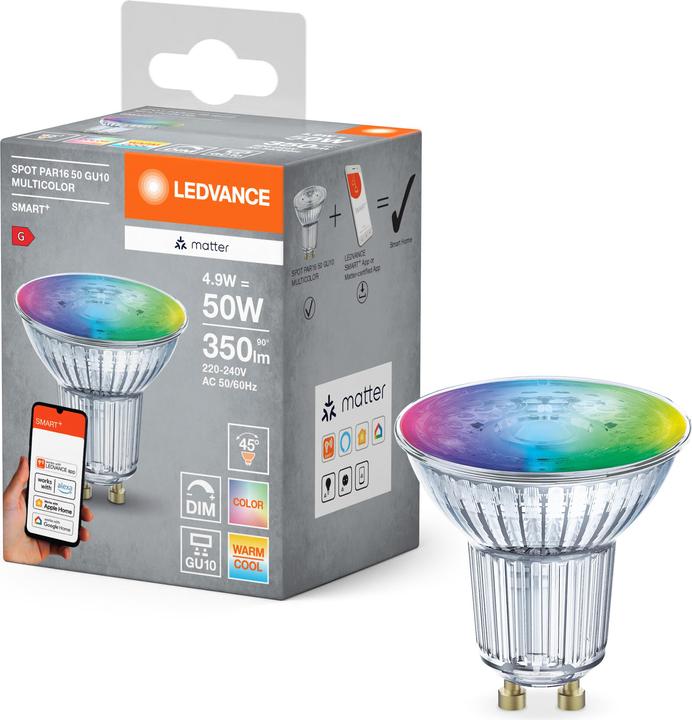 Immagine prodotto Ledvance SMART+ MATTER SPOT GU10 MULTICOLOR 4.9W 827...865 Multicolore GU10 (GU10, 4.90 W, 350 lm, 4 x, F)