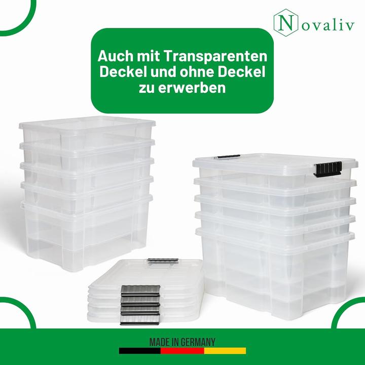 Image du produit Novaliv 8x Aufbewahrungsboxen mit Deckel 15L Anthrazit Nestbar stapelbare Storage boxes mit Clipvers (15 l)