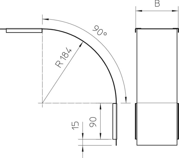Produktbild OBO Bettermann OBO DBV 100 F FS Deckel fÃ¼r Vertikalbogen 90 Grad fallend