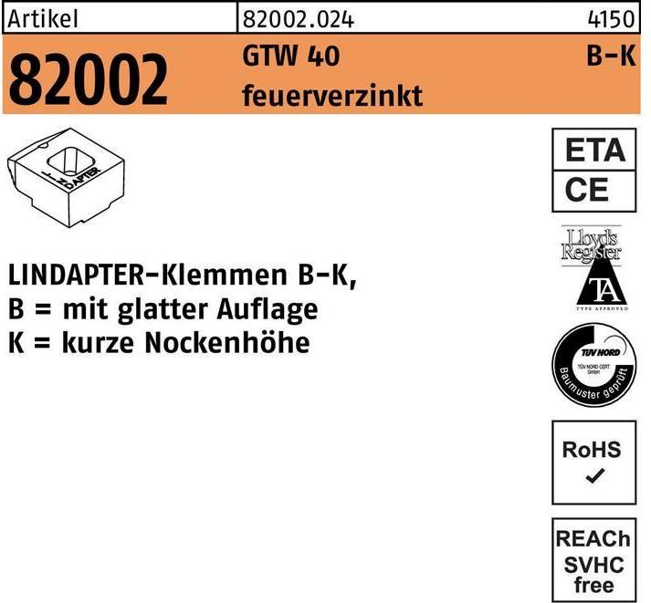 Actual product image Lindapter Clamps R 82002 GTW 40 KM 16 / 5.5 hot-dip galvanised (40 m)