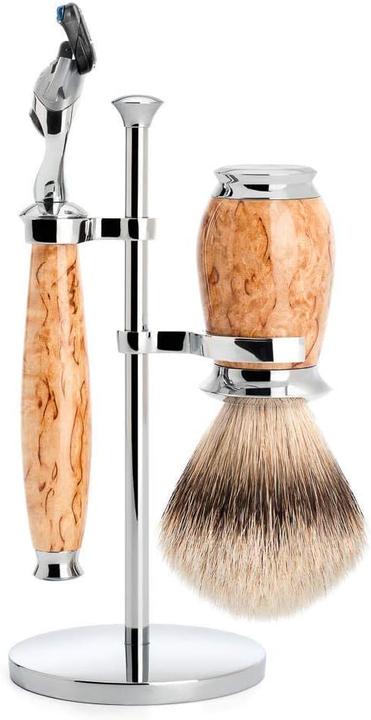 Actual product image Mühle Shaving set, 3-piece, shaving brush with silver tip badger tip, HANDCRAFTED (Shaving brush)