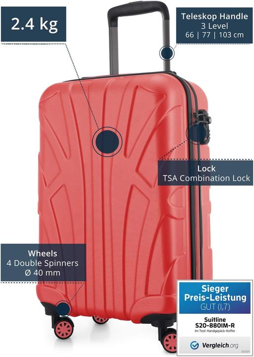 Image du produit Suitline Handgepäck Hartschalen-Koffer (34 l, Bagage à main (jusqu'à 50l))