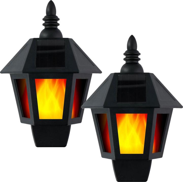 Image du produit Grundig Lanterne murale solaire avec effet de flamme, lot de 2