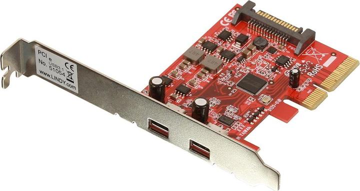 Actual product image Lindy Premium USB 3.1 Card 2 Port Type C PCIe 2 x Type C USB 3.1 Gen 2 10GBit/s