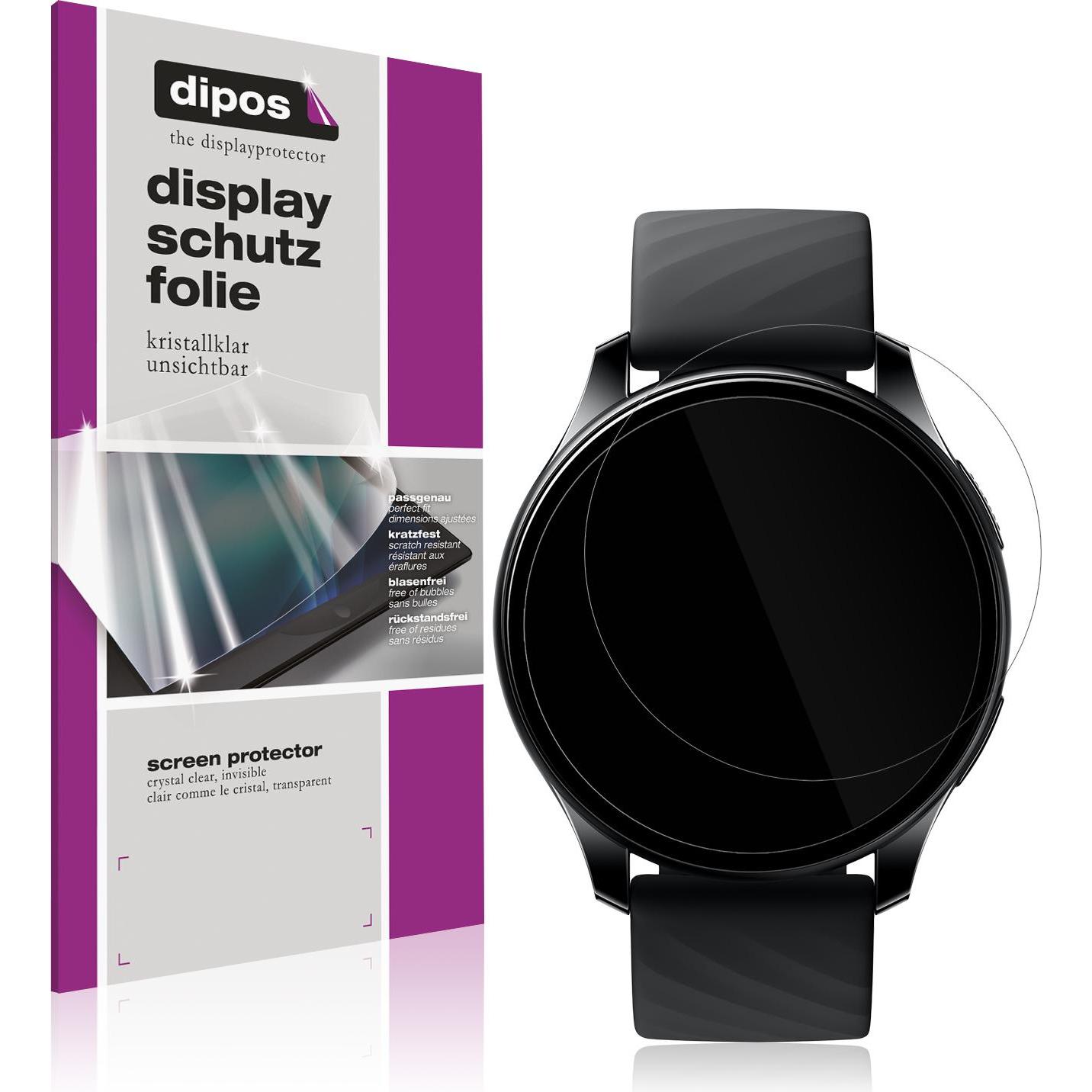 Dipos Displayschutzfolie Crystalclear, Smartwatch Schutzfolie, Transparent