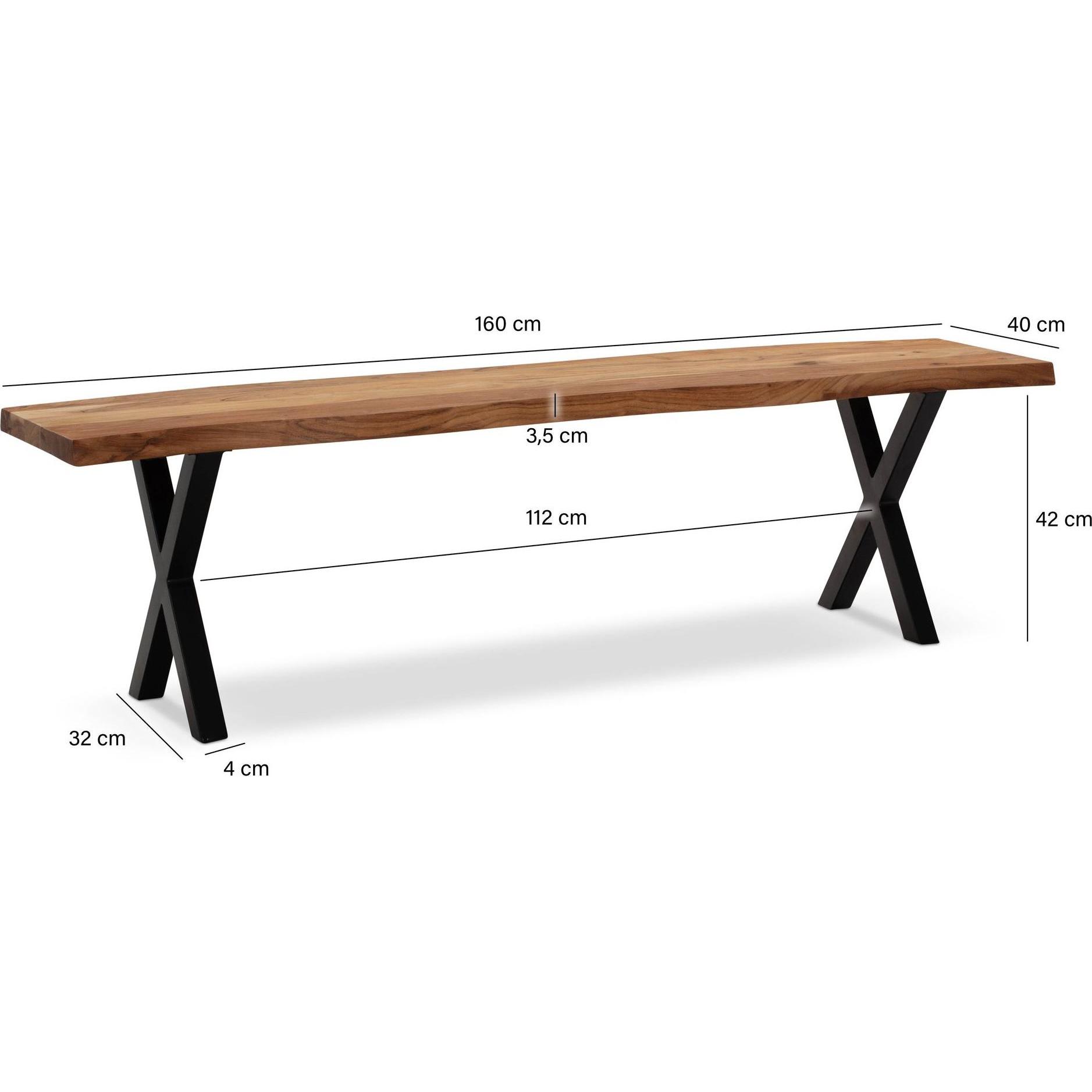 Thumbnail - FineBuy, Sitzbank, Esszimmerbank Sitzbank Akazie Massivholz Essbank Baumkante Küchenbank (160 cm)