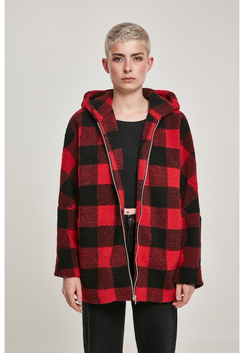 Image du produit Urban Classics Veste de sherpa à carreaux oversize à capuche pour dames (5XL)