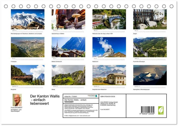 Produktbild Der Kanton Wallis - einfach liebenswert (Tischkalender 2025 DIN A5 quer), Monatskalend (A5, Deutsch)
