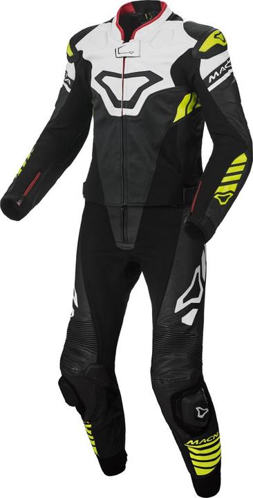 Produktbild Macna TRACKTIX Lederkombi 2-teilig schwarz-weiss-neon gelb 56 (Herren, 56)