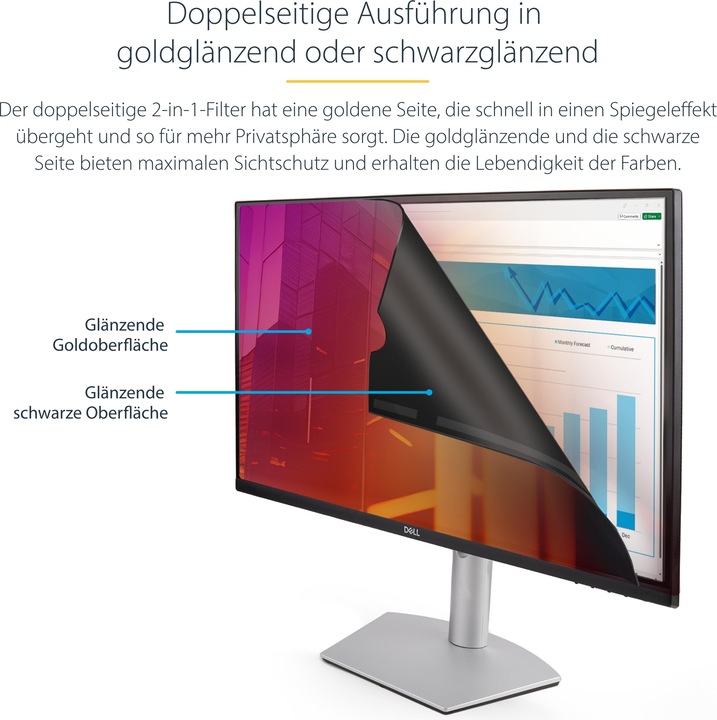 Produktbild StarTech com 27 Zoll 16:9 Monitor Blickschutz Gold, Zweiseitiger Blickschutzfilter mit Erhöhter Priv (27", 16 : 9)