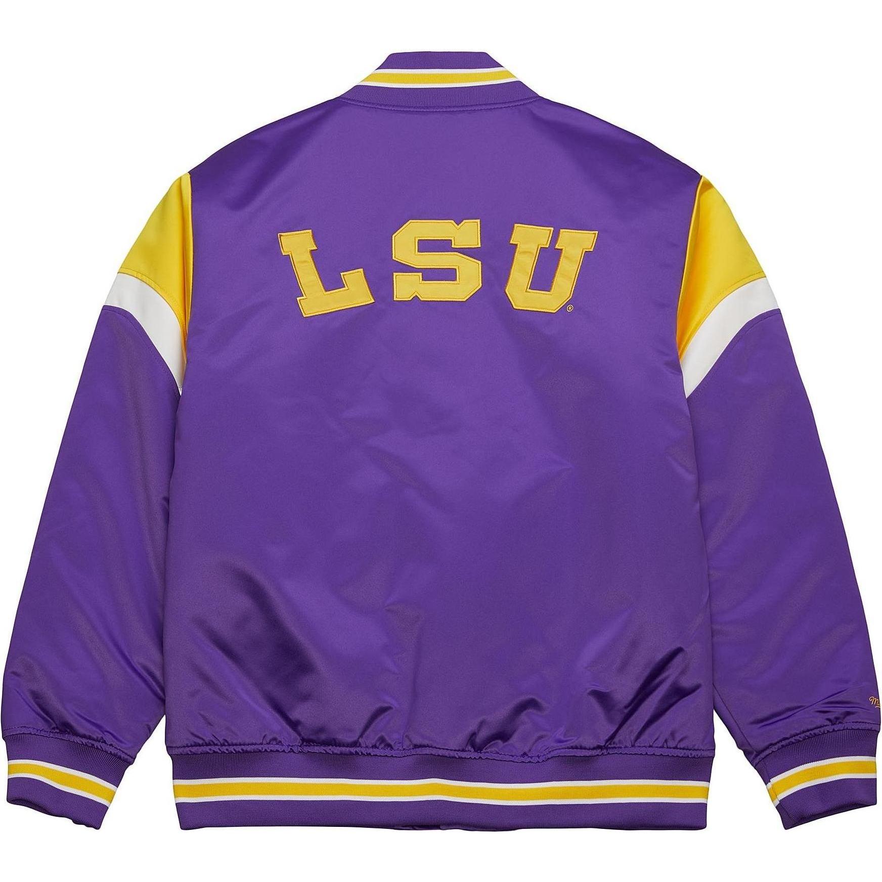 Thumbnail - Mitchell & Ness, Herren, Jacke, M&N Heavyweight Satin Jacke Louisiana State University - M (M), Violett, M