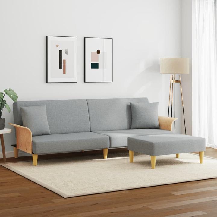 Immagine prodotto VidaXL Divano letto a 2 posti con cuscini Poggiapiedi Divano letto Daybed Velluto grigio chiaro (Divano letto)