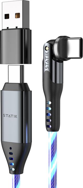 Produktbild Statik 360° drehbares & glowing USB-C-C Kabel 1.8m (2 m, USB 2.0, 60 W)