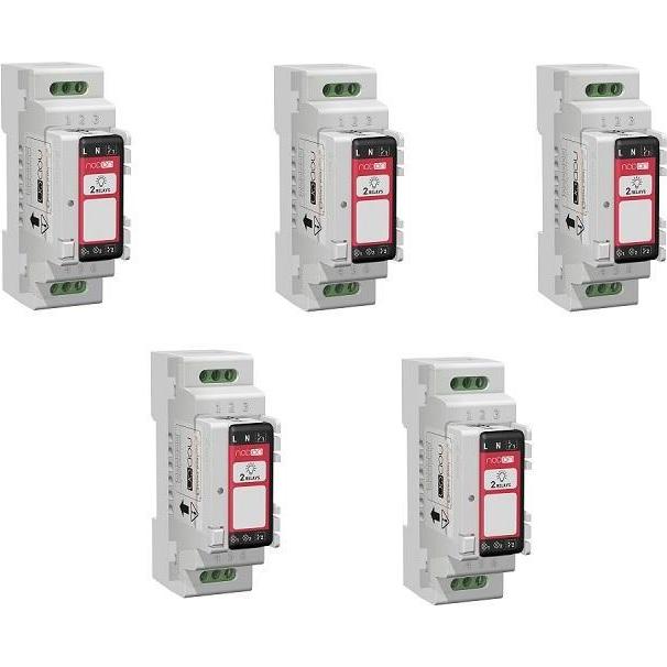 Thumbnail - NodOn NOD DRB-1-1-00 - DIN-Schienen-Box für Zigbee- oder EnOcean-Relaisschalter (5 Stück), Taster + Schalter