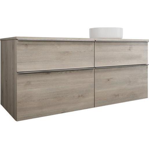 burgbad, Badmöbelset, Eqio Keramik-Aufsatzwaschtisch rechts, rund, inklusive Waschtischunterschrank, Breite 1400m