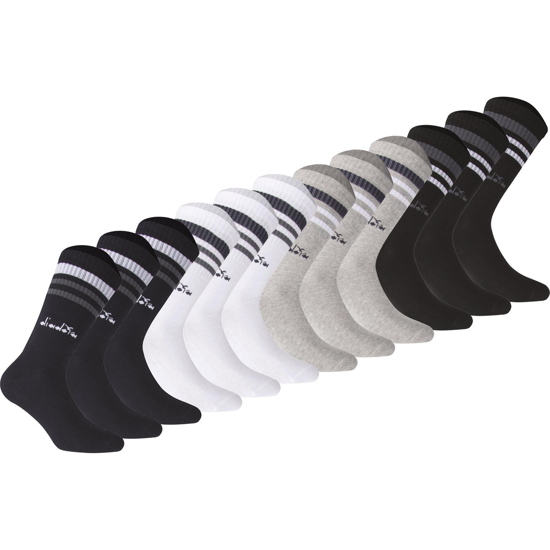 Diadora, Herren, Socken, Socken Casual Bequem sitzend, Schwarz, (12er Pack, 39 - 42)