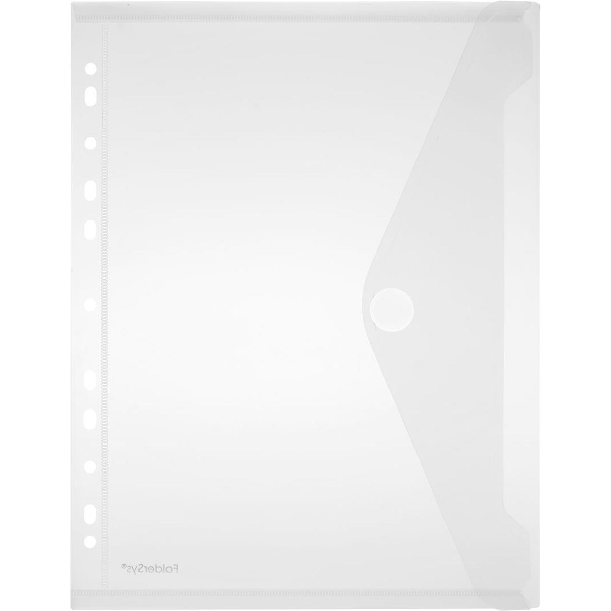 Foldersys, Mappe, Dokumentenmappe A4 PP mit Lochrand Klettverschluss farblos matt (A4, 1 x)
