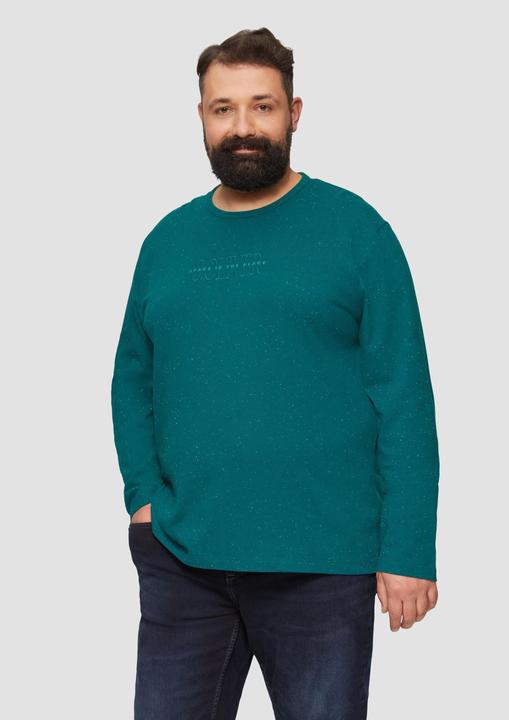 Produktbild S.Oliver T-Shirt Meliertes Longsleeve aus Jersey mit Logo-Print (4XL)