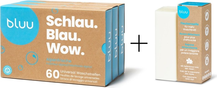 Immagine prodotto bluu Strisce di lavaggio universali Alpine Fresh (180 pezzi) + sapone antimacchia