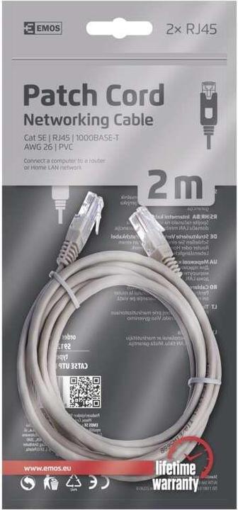 Image du produit Emos Câble PATCH UTP 5E, 2m (UTP, CAT5e, 2 m)