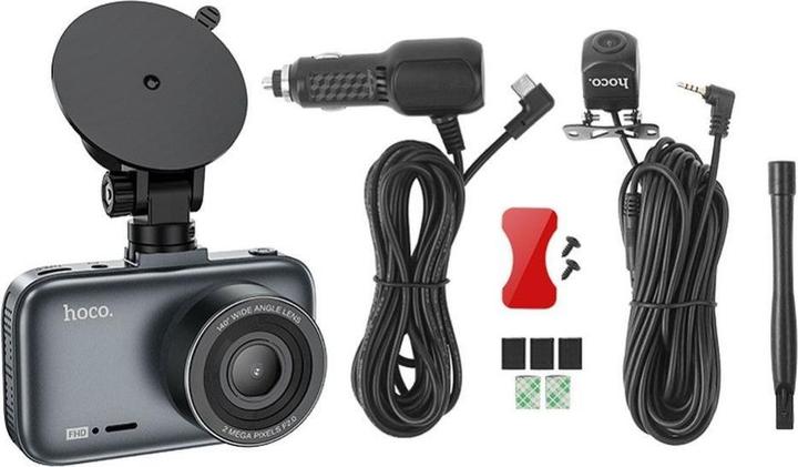 Produktbild Hoco Dash + Rear Camera Driving DV6, 1080P, 3inch LCD, schwarz (Eingebautes Display, Bluetooth, Eingebautes Mikrofon, Full HD)