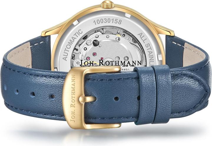 Actual product image John Rothmann Mens Automatic Watch Modern I. Genuine Leather Blue - 26879 (Analogue wristwatch, 40 mm)