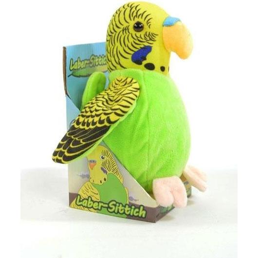 Thumbnail - Kögler Sprechender Wellensittich grün Labertier mit Mikrofon, spricht nach (17 cm)