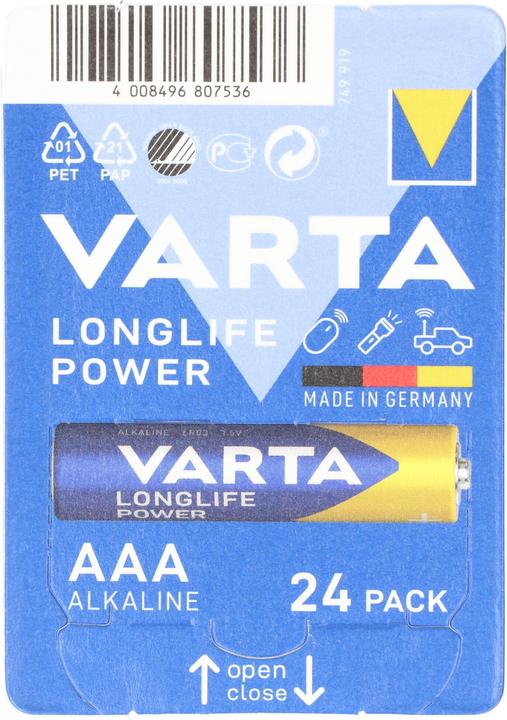 Produktbild Varta LONGLIFE Power (24 Stk., AAA / LR03 / Micro / R03 / AM4 / MN2400 / KR03, 1260 mAh)