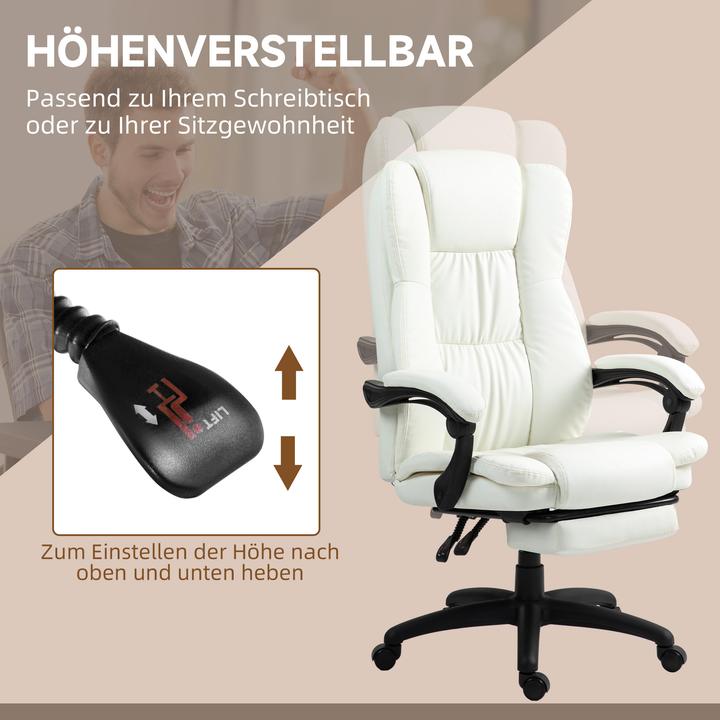 Immagine prodotto Vinsetto Bürostuhl mit Massagefunktion Kunstleder, Schaumstoff Cremeweiss (46 - 54 cm)
