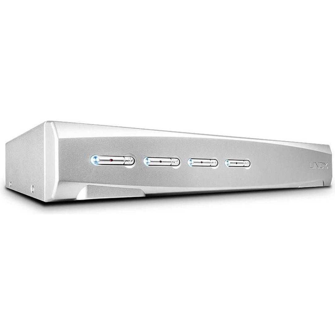 Lindy Switch KVM 4 porte DisplayPort 1.2 Pro Audio USB 2.0, Switch KVM, Argento