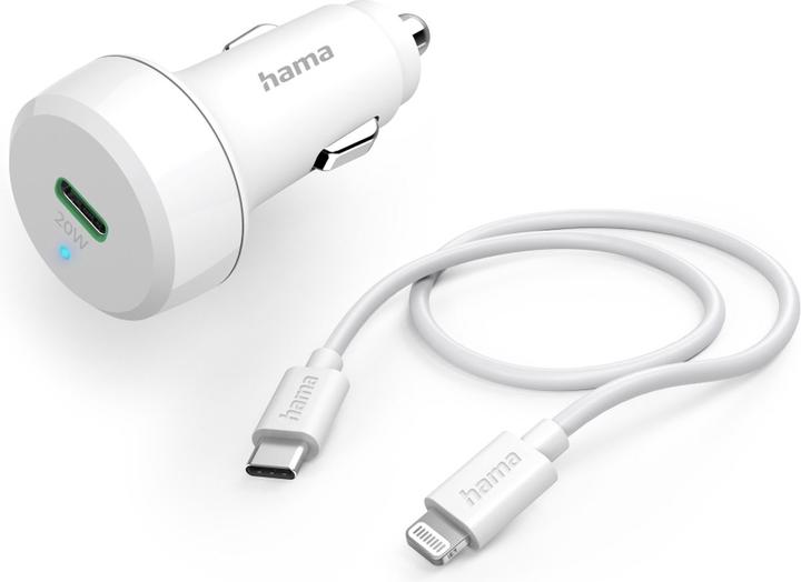 Produktbild Hama Kfz-Ladeset, Lightning, Power Delivery (PD), 20 Watt, Weiss