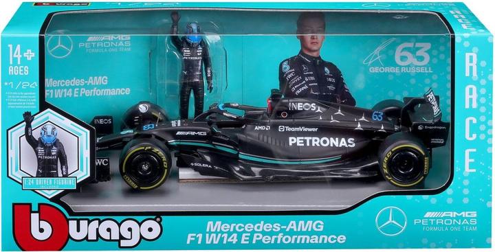 Produktbild Bburago Mercedes-AMG F1 W14 E Perf. 2023 mit Figur 1/24