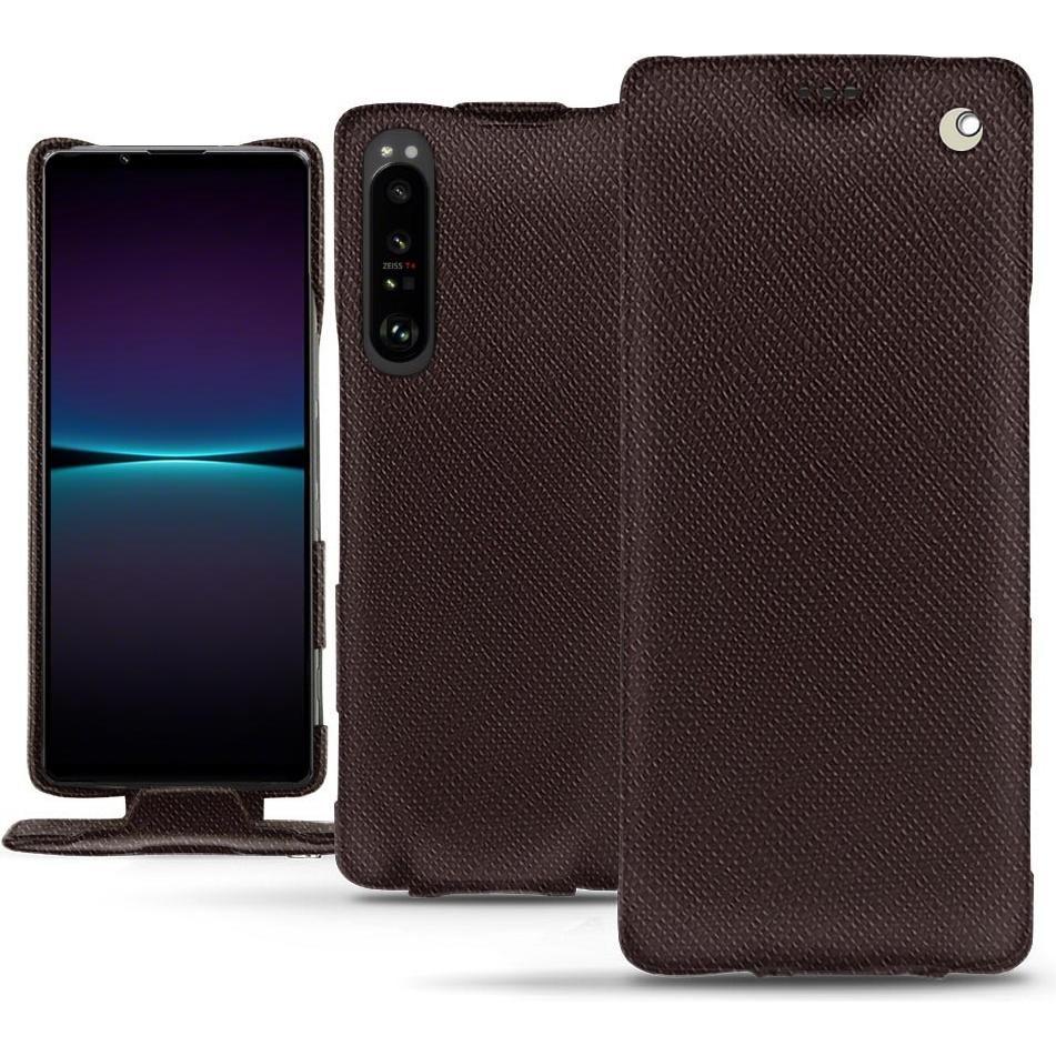 Noreve Lederschutzhülle vertikal (Sony Xperia 1 IV), Smartphone Hülle, Braun