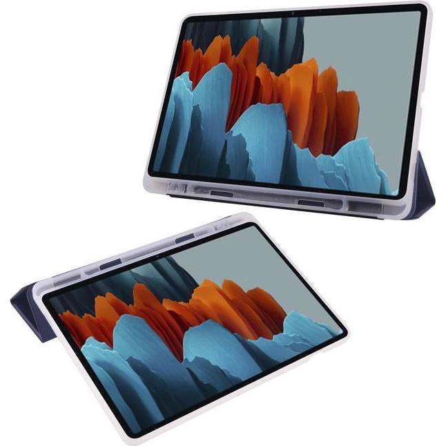 Thumbnail - MU Classic Dreifach faltbare Hülle mit Stylus Halterung (Galaxy Tab S7), Tablet Hülle, Blau