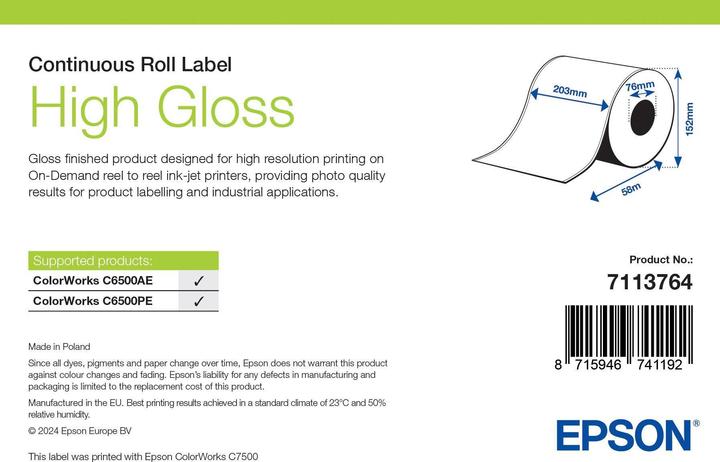 Immagine prodotto Epson Etichetta lucida continua (20.30 cm)