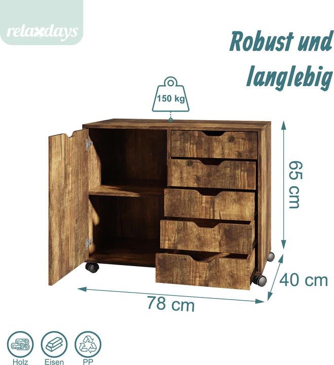 Produktbild Relaxdays Rollcontainer (40 x 40 x 65 cm)