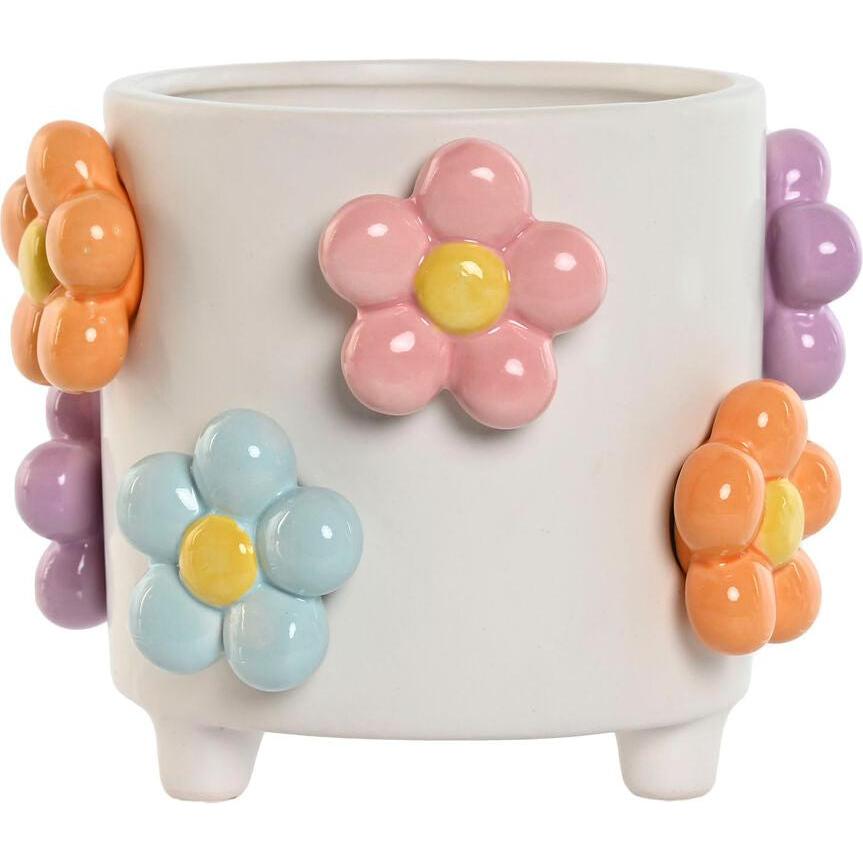Esprit, Vaso da fiori, Blumentopf Home Weiss Bunt Dolomite Blomster 17 x 17 x 14,5 cm (17 x 17 x 14.50 cm)