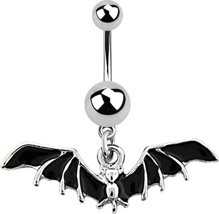 Produktbild Star Piercing Banane silber mit Anhänger Fledermaus (ohne Messing, Chirurgenstahl 316L)
