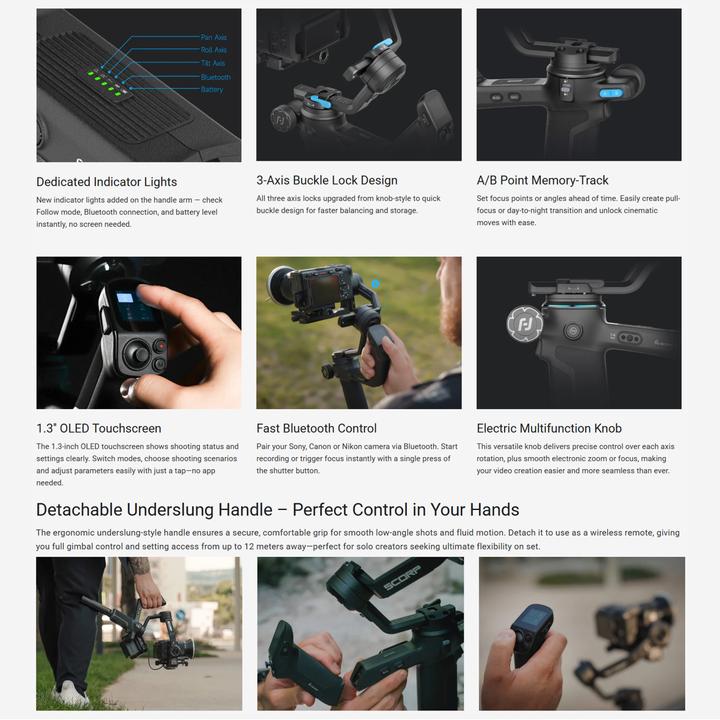 Actual product image Feiyu SCORP3 3-Axis Handheld Gimbal for Camera (Single-lens reflex camera, System camera, 3.50 kg)