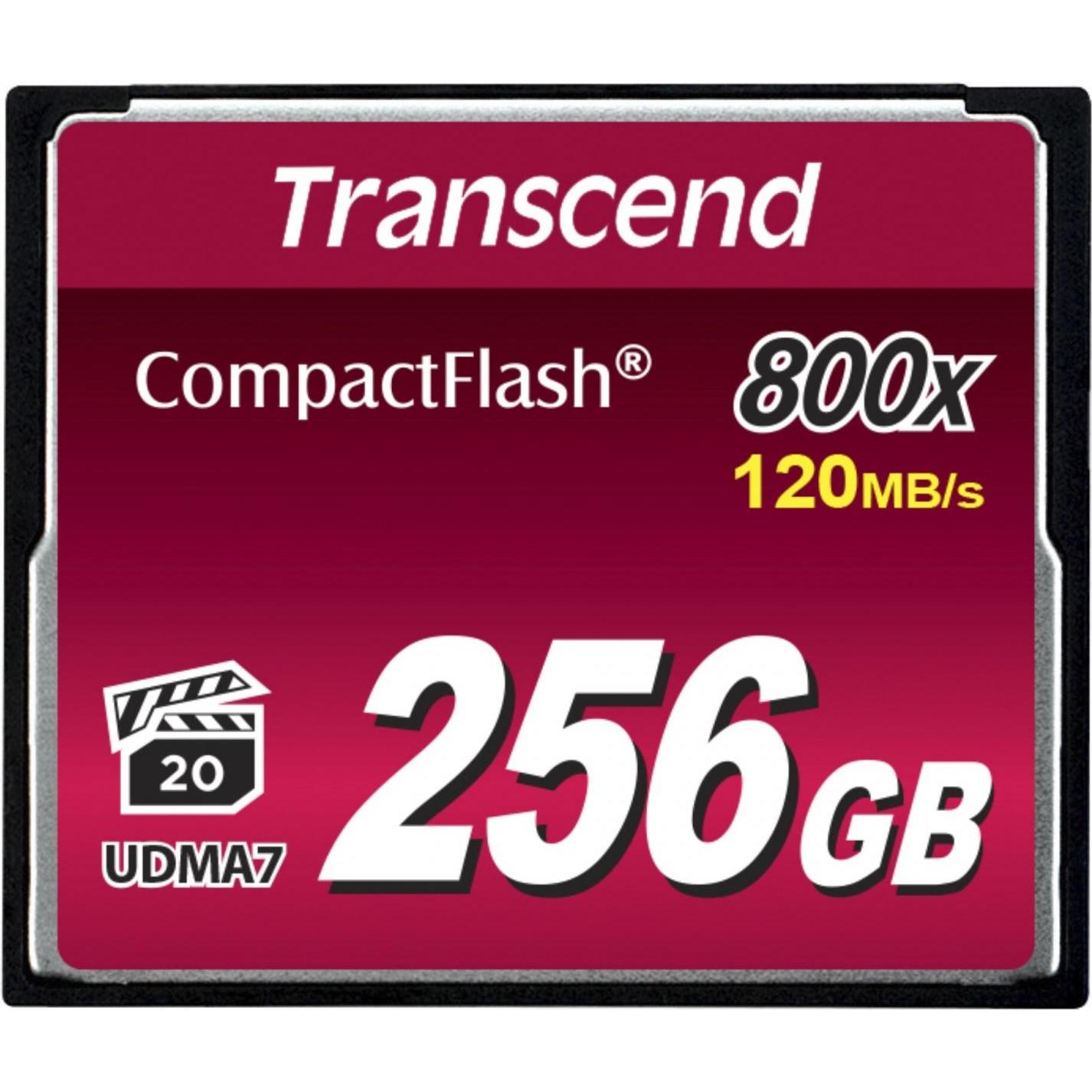 Transcend CF Card 256GB MLC 800x R: 120M (256 GB, CF), Speicherkarte, Schwarz