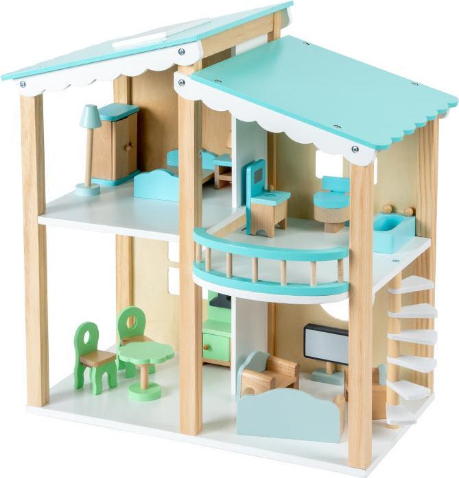 Nelaroom Puppenhaus aus Holz mit Möbelset